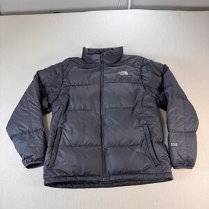 The North Face 550 Goose Down Puffer Jacket Full Zip Men's Size L Gray Pockets